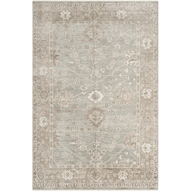 Oushak Hand Knotted Viscose Rug, Rectangle 8' x 10'