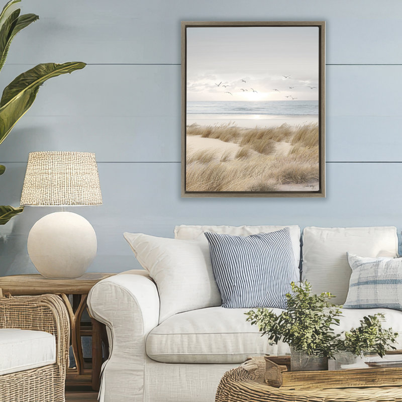 Cadre flottant Coastal Dreams Seagulls, design par Amber Sterling, Cadre flottant orme Montalcino, H 31 po x l 25 po