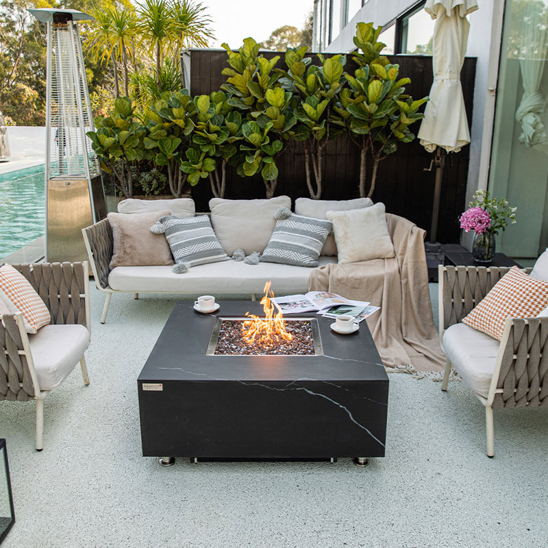 Square Smokeless Fire Pit Table, Propane, Black