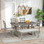 Ensemble de table de salle à manger 6 pièces en bois d'hévéa avec placage en bois massif et coussin moelleux-99821590