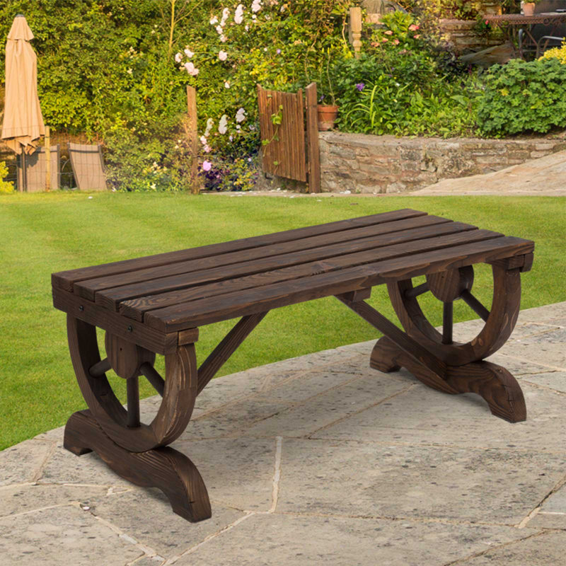 Lofton Solid Wood Fir Outdoor Bench, Brown