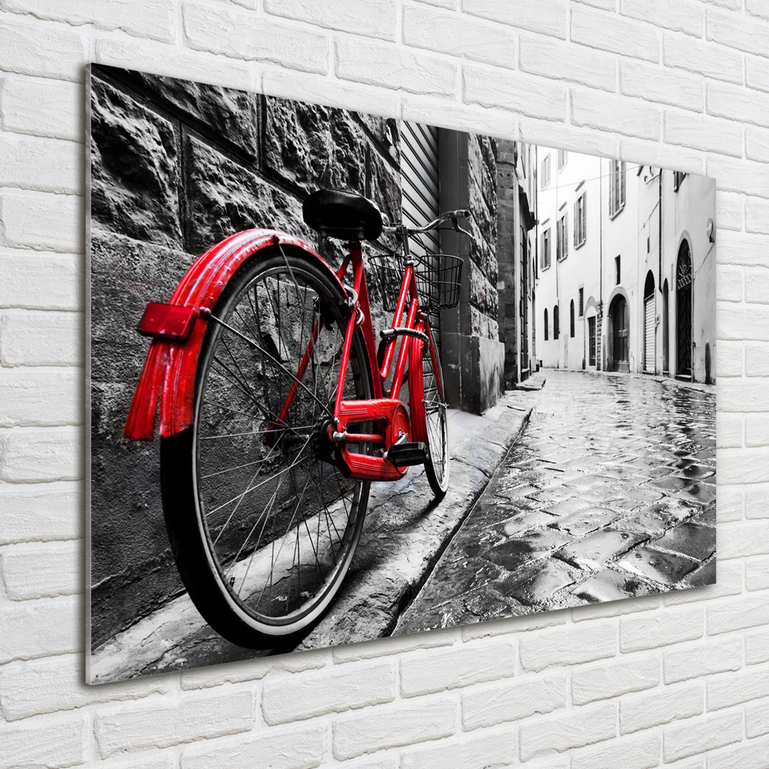 Glasbild Red Bicycle