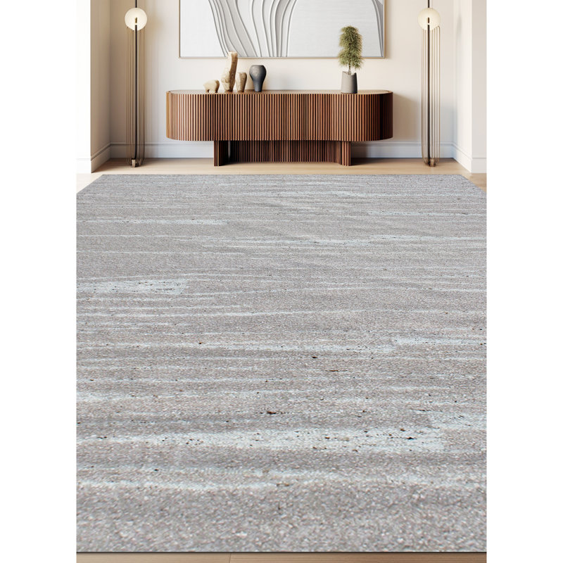 Tapis rectangulaire en laine blanc / brun, Rectangle 8 pi x 10 pi