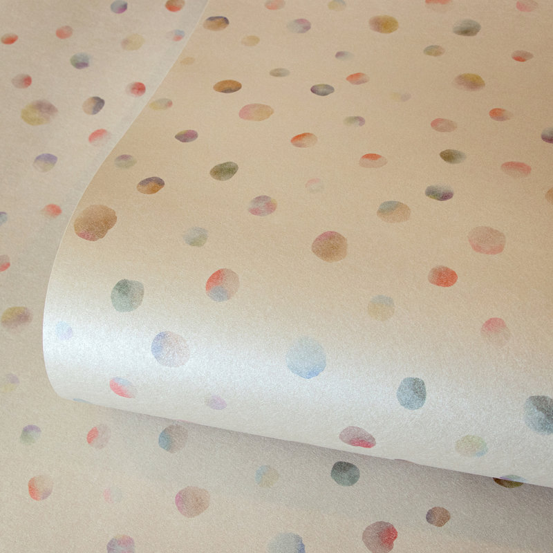 Great Kids Smooth Glitter Watercolor Dots 33' L x 21" W Wallpaper Roll, Beige