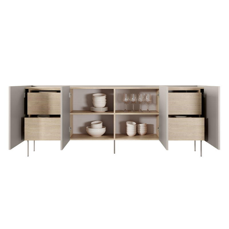 Carlette 220 Cm Wide 4 Drawer Sideboard, Cashmere