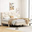 Cadre de grand lit, couleur beige - solide, stable, sans sommier, avec pieds antidérapants et cadre de chambre à coucher avec rangement-899087673