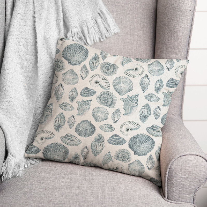 Reversible Throw Pillow, Blue/White