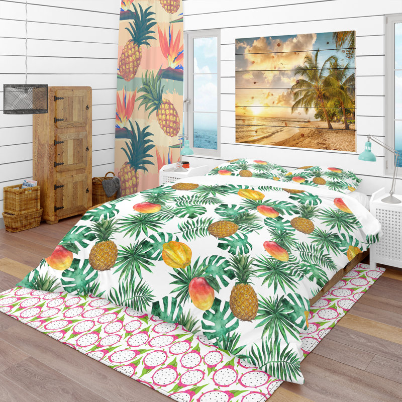  Ensemble de housse de couette en microfibre vert / jaune, Housse de couette très grand + 2 taies décoratives