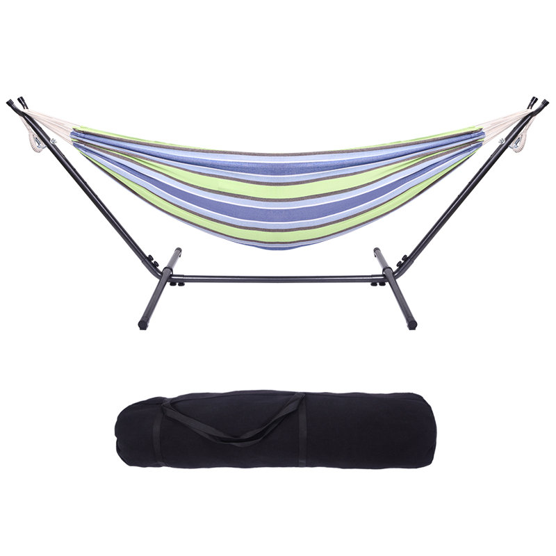 9ft Green Polyester Hammock and Steel Stand Set 250LB Capacity