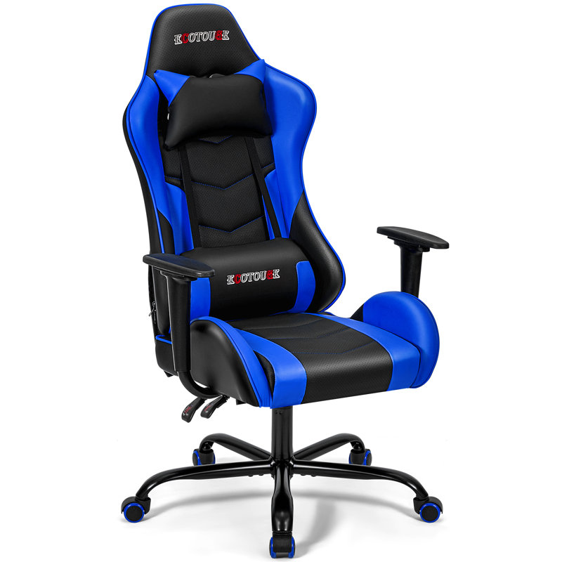 ECOTOUGE Fauteuil inclinable, ergonomique et pivotant réglable, Bleu et noir