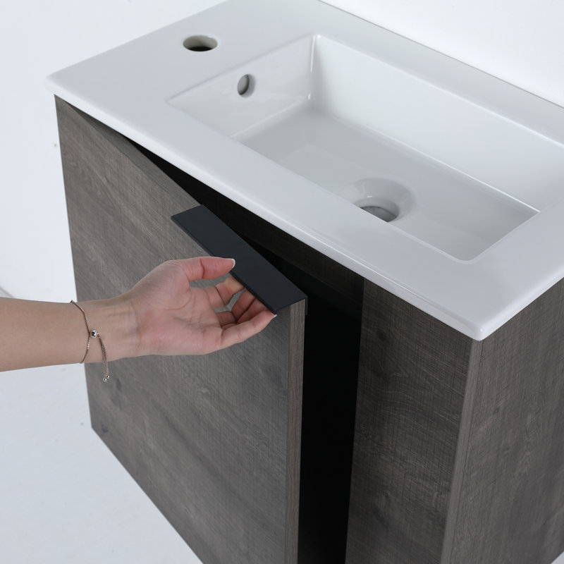 Bathroom Vanity with Sink, Plaid Gray Oak