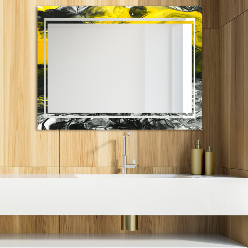 Glam Modern & Contemporary Vanity Mirror, 29.5" H x 39.4" W, Marbled 13