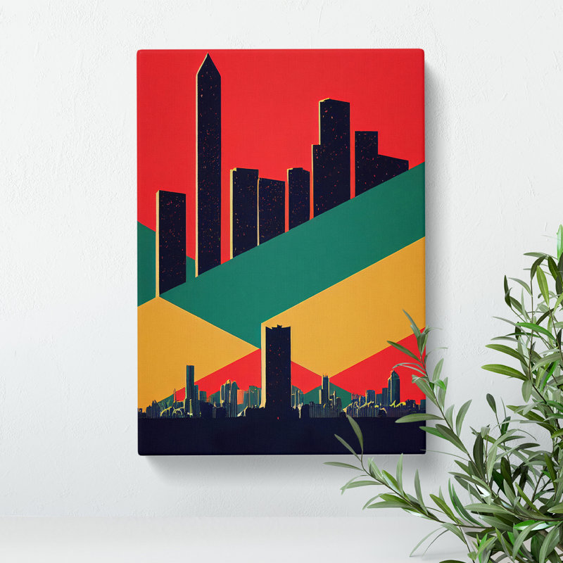 Art Deco City Skyline No.3 - Wrapped Canvas, 50cm H x 35cm W x 3cm D