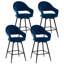 Tabouret de comptoir pivotant rembourré avec dossier incurvé et structure en métal (ensemble de 4)-571189171-562760719
