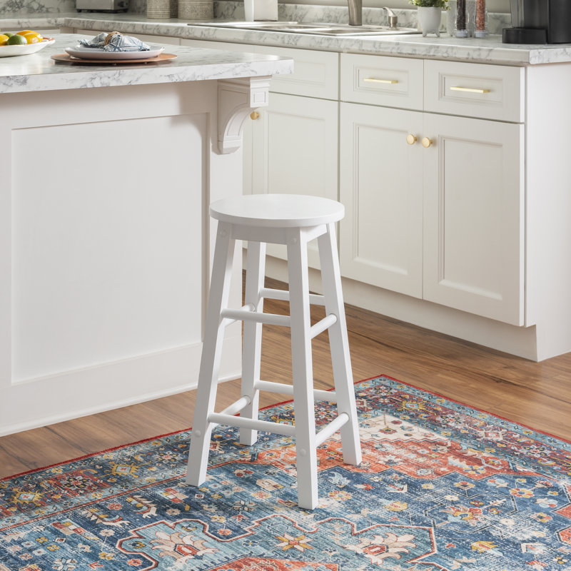 Tabouret de bar / comptoir en bois massif Bernistine, Tabouret de comptoir (siège d'une hauteur de 24 p, Blanc