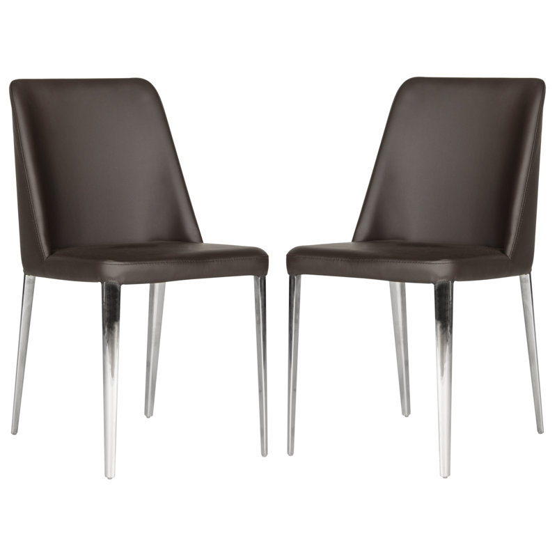 Chaise de salle à manger rembourrée Chromium, Brun