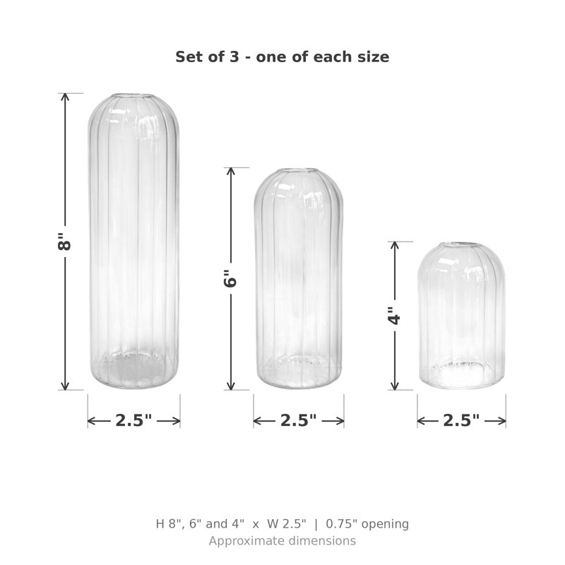 Glass Table Vase - Set of 3
