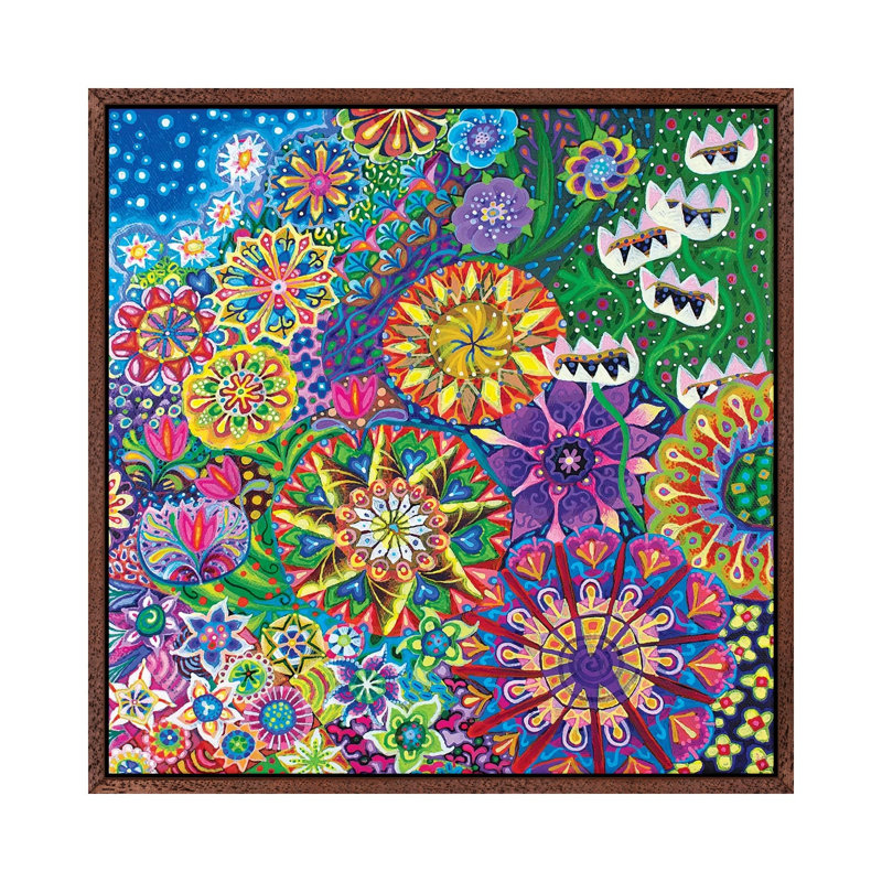 A Stroll In The Garden II by Imogen Skelley - Painting on Canvas, 45.72cm H x 45.72cm W x 3.81cm D, Brown Framed