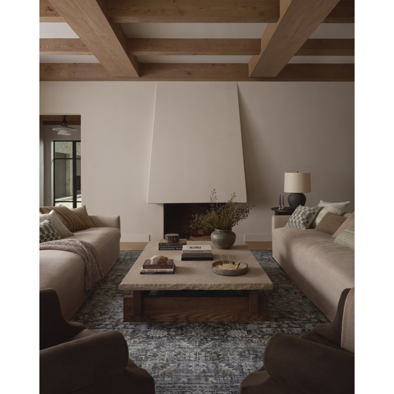 Amber Lewis Ocean and Natural Washable Geometric Wool Rug