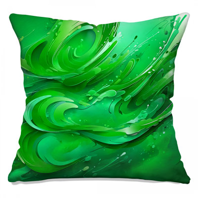 Green Swirling Waves Double Sided Throw Pillows