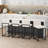 Modern Bar Stools Set of 2 – Black Faux Leather Upholstery, Comfort Backrest, Robust Metal Legs, Counter Height Chairs with Footrest for Kitchen Island, Dining Room-396390773