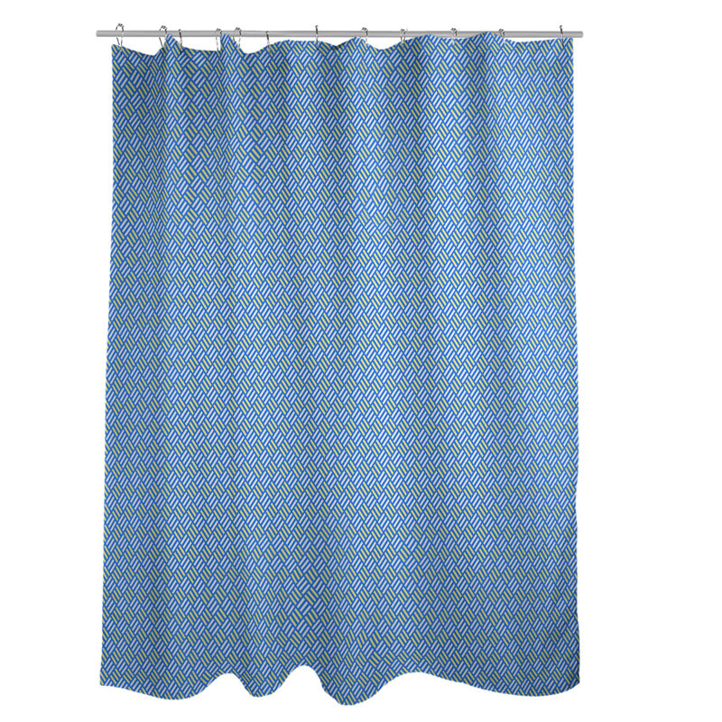 Rideau de douche simple à motif de losanges classiques, Bleu / Jaune