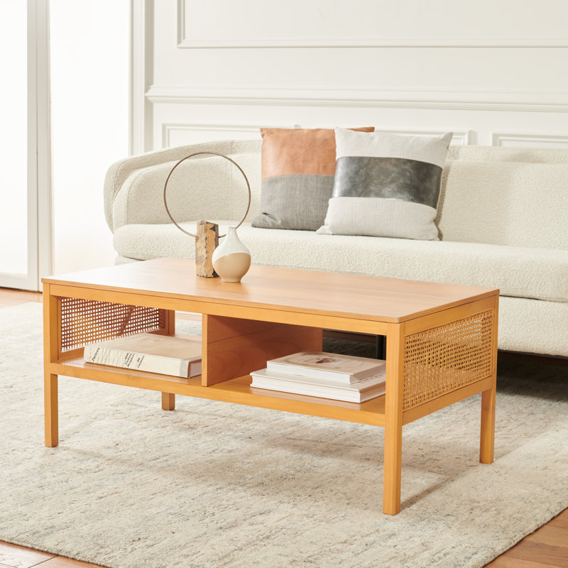 Table basse à 4 pieds avec rangement Westberg, Naturel