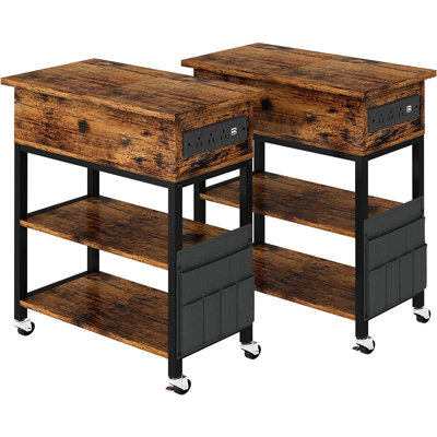 Daymien End Table Set with Storage and Built-In Outlets