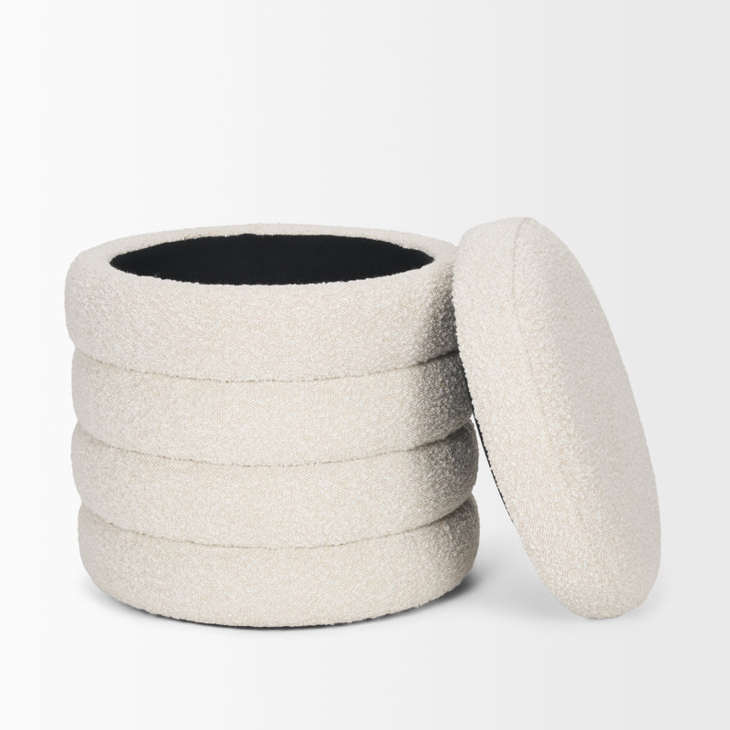 Luvern Upholstered Ottoman, Cream Polyester Blend