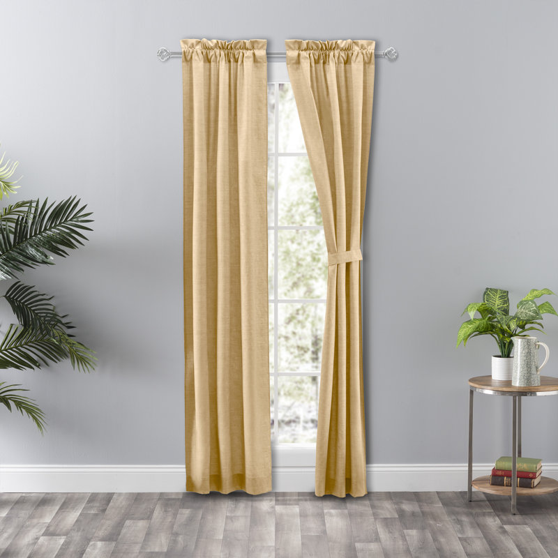 Panneau de rideau simple obscurcissant en mélange de coton Lisa, Beurre, L 28 po x L 63 po