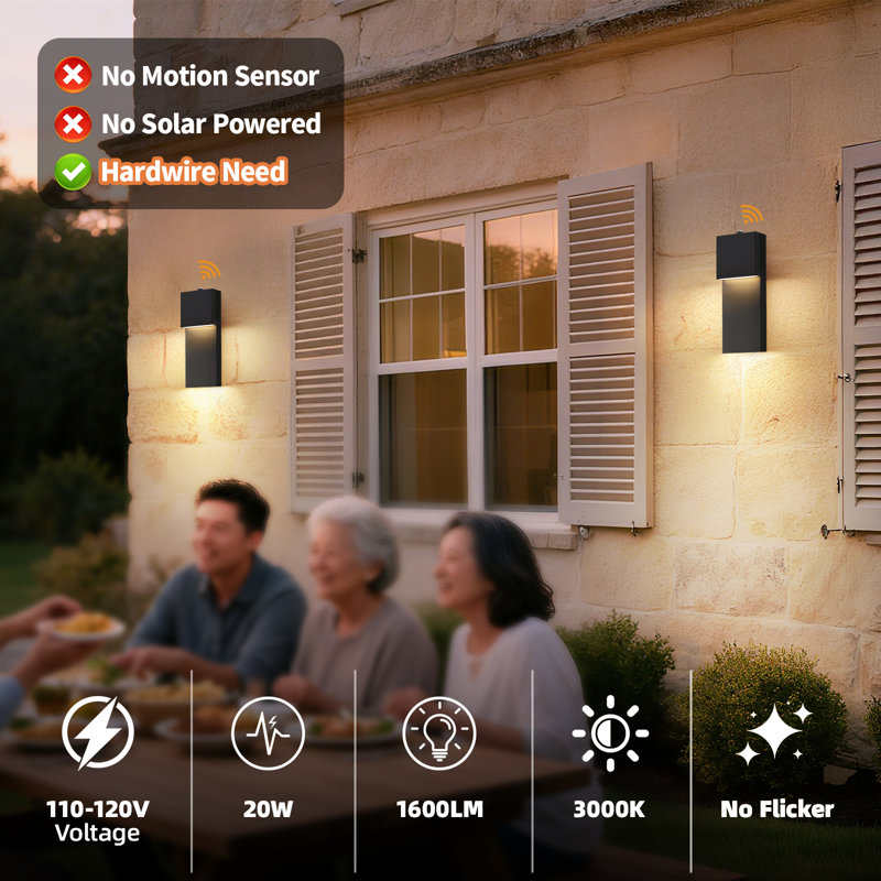 1 Pack Outdoor LED Wall Light Dusk To Dawn Integrated LED Wall Sconce