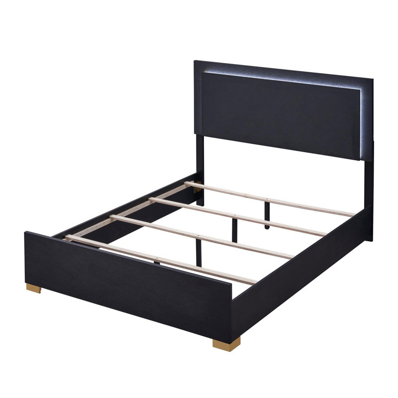 Rital Black LED Headboard Bed, Full / Double