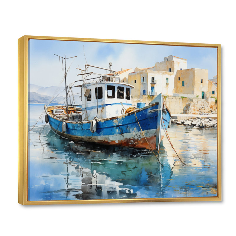Millbrae, Grèce, île grecque, odyssée III - impression, Cadre flottant doré, H 34 po x l 44 po x P 1,5 po