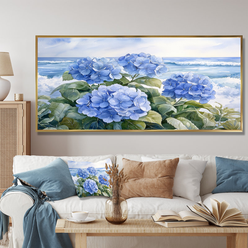 Ioab - Floral Wall Art, H 28 po x l 60 po, Floater Framed, Natural