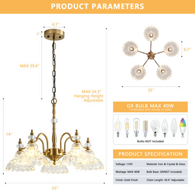 Lustre 5 lumières cristal
