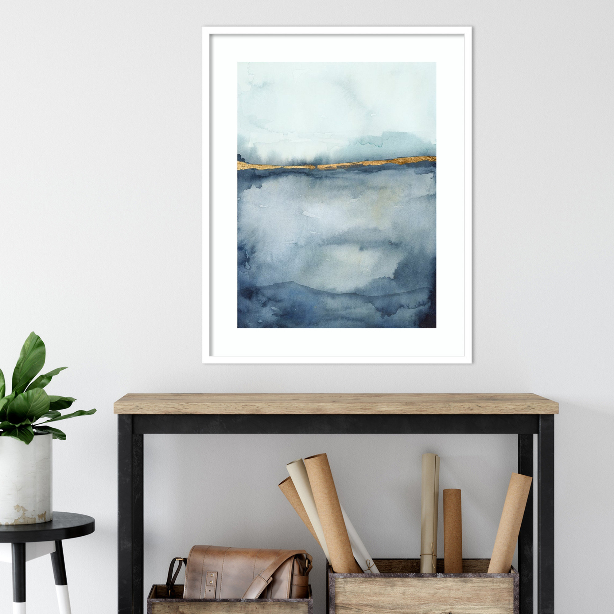 Coastal Horizon II by Victoria Borges, 29.12" H x 23.12" W x 0.88" D, White Framed Paper, White
