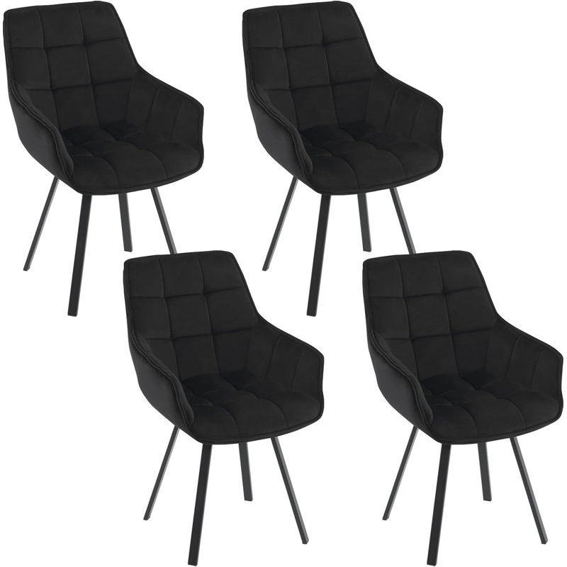 Beselare 48.5cm H Velvet Upholstered Armchair, Black, 2