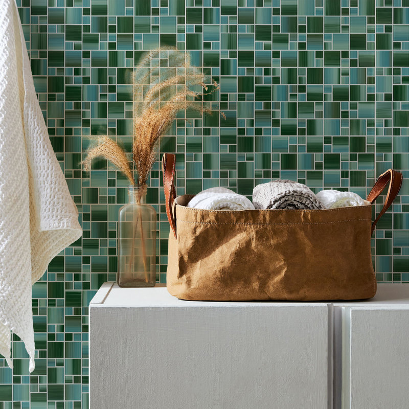 Carrelage mosaïque en verre pour piscine, Vert ruisseau