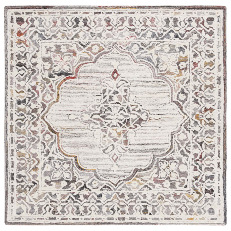Echol Hand Tufted Wool And Cotton With Latex Oriental Rug, Square 6'