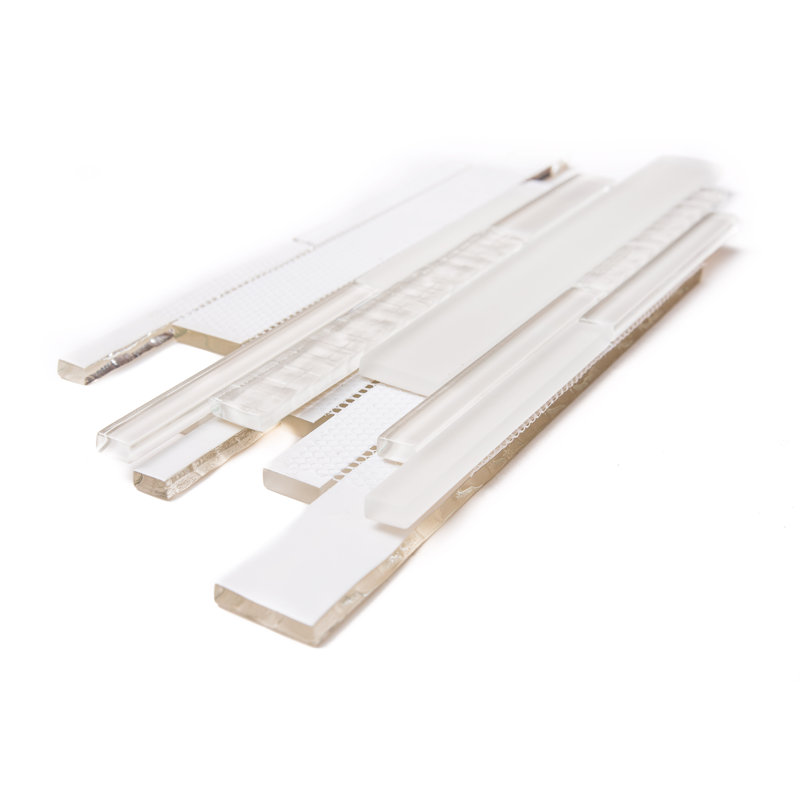 Karma Random Sized Glass Linear Mosaic Wall Tile, Cream