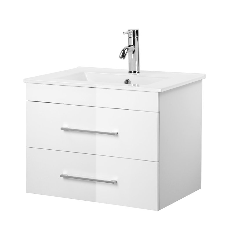 Grain Wall-Mounted Bathroom Vanity, Glossy White