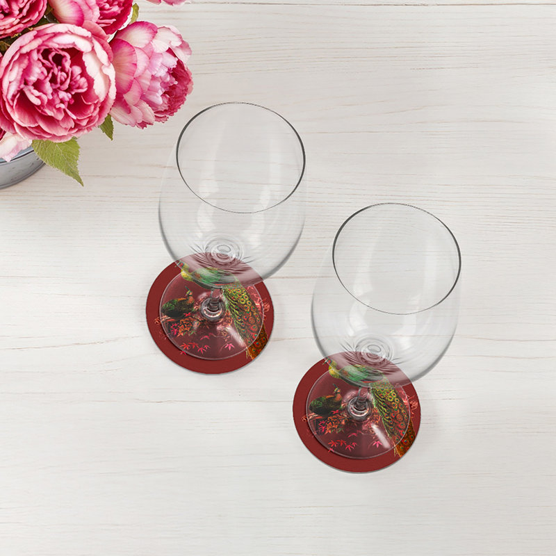 Sous-verres ronds en cuir Family, Érable