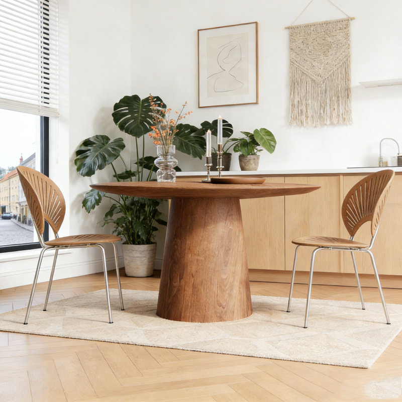 Table de salle à manger ronde, Noyer