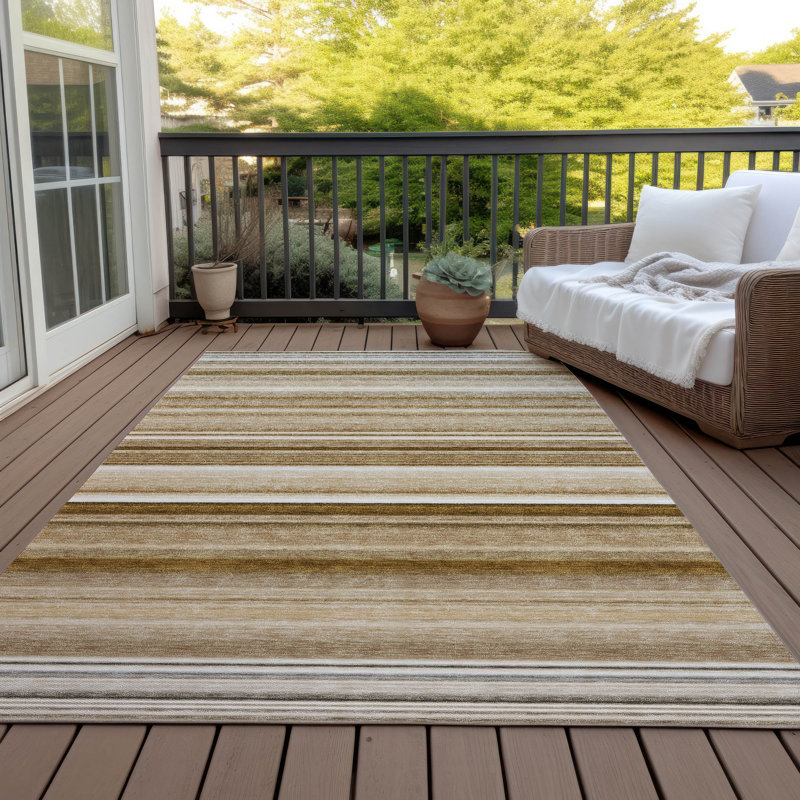 Kinslee Washable Striped Indoor / Outdoor Rug, Rectangle 1'8" x 2'6"