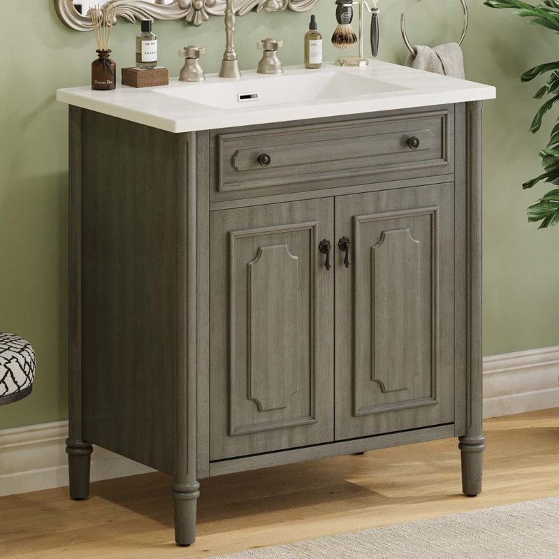 Meuble-lavabo de salle de bain avec lavabo, Vert