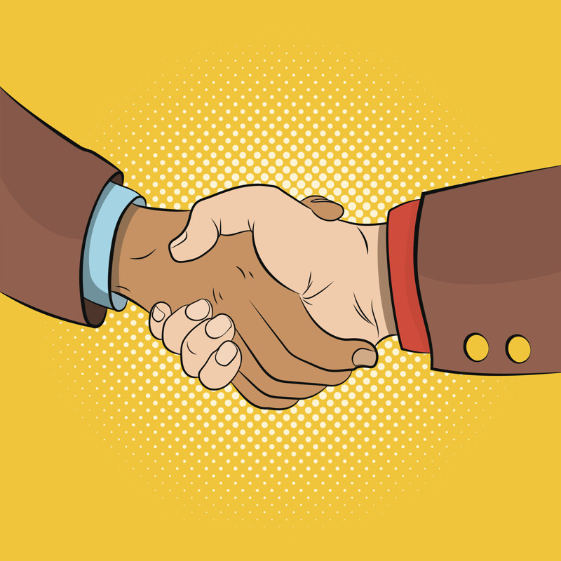 Handshake by JuliarStudio - Wrapped Canvas Print, 30cm H x 30cm W