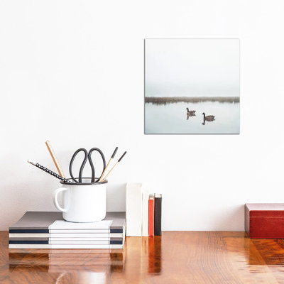 Geese On Lake Grain by Mandy Lynne - Wrapped Canvas Print
