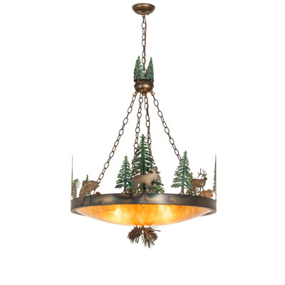 Luminaire suspendu 30 po de large au crépuscule