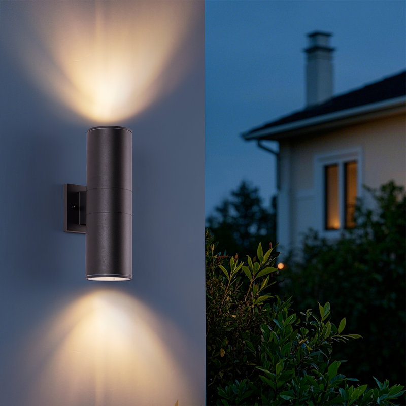 Black Outdoor Cylinder Wall Sconce, Modern Exterior Wall Light Fixture , Aluminum Waterproof Wall Lamp, Patio Porch Garage, 2