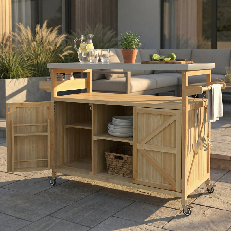 Natural Outdoor Kitchen Island, Natural